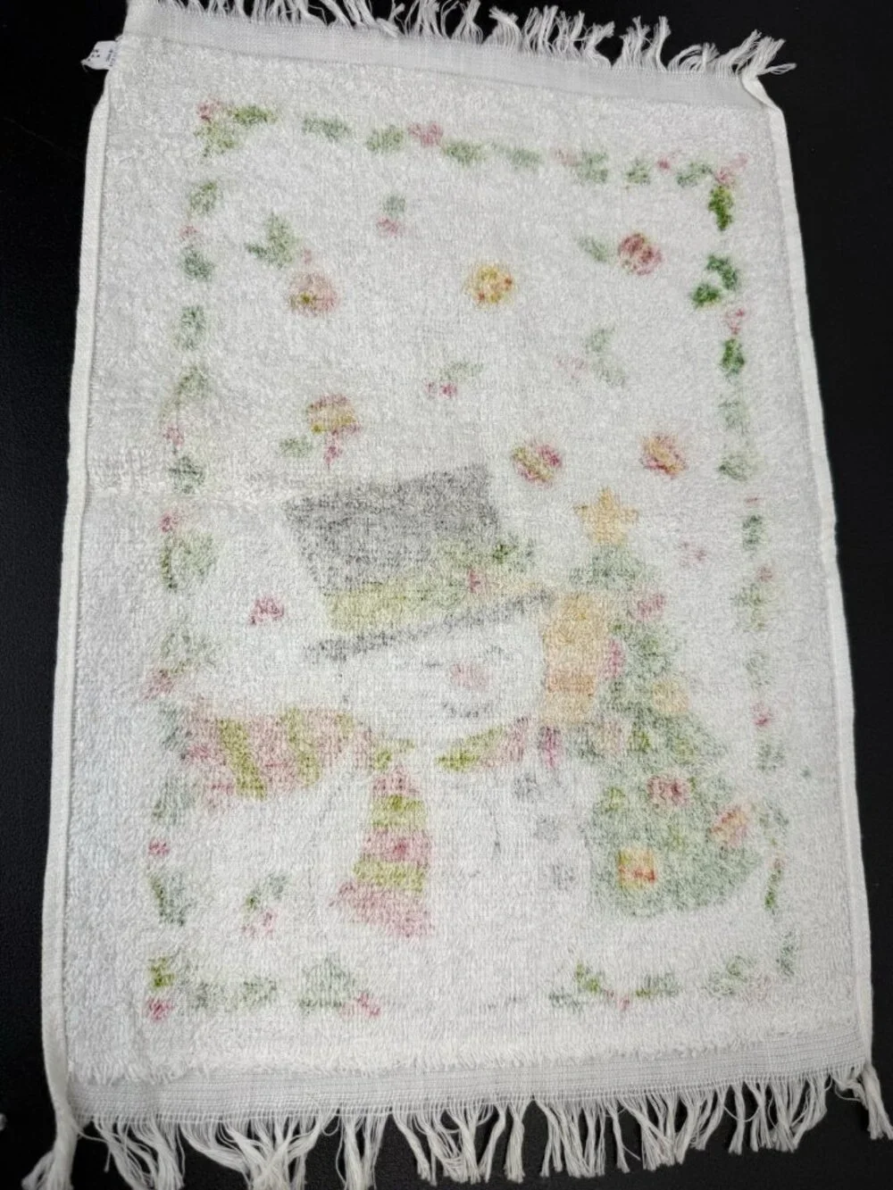 Vintage Retro MCM Christmas Snowman Terry Dish Kitchen Tea Hand Towel Lot Of 2